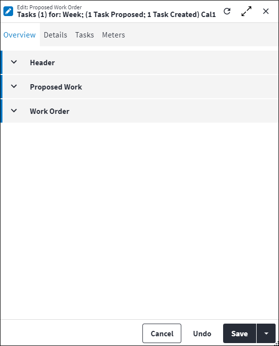 Proposed Work Order Screen