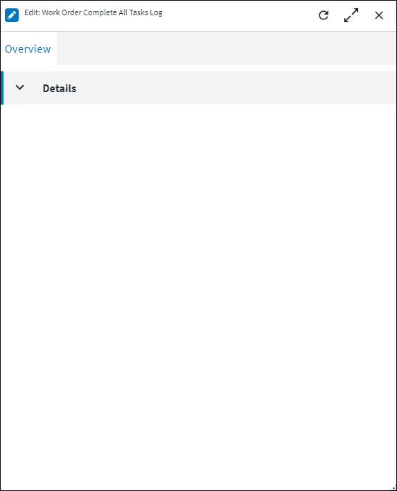 Work Order Complete All Tasks Log Screen