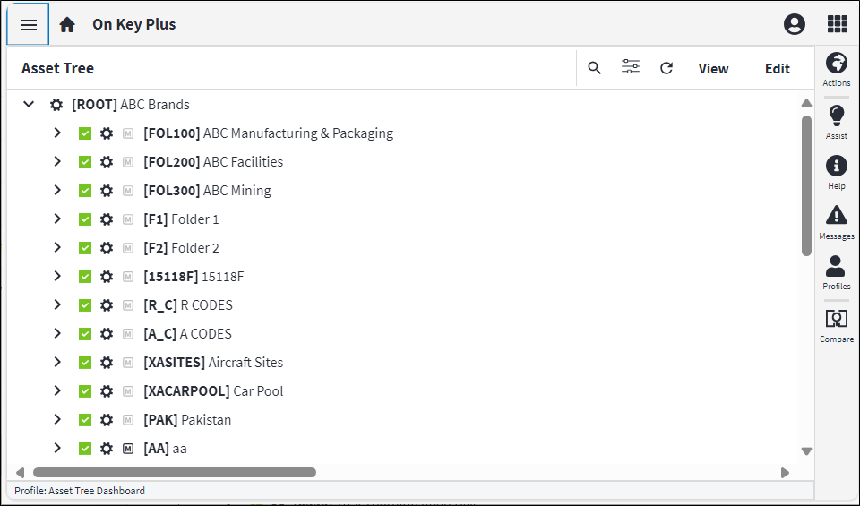 Asset Tree Screen