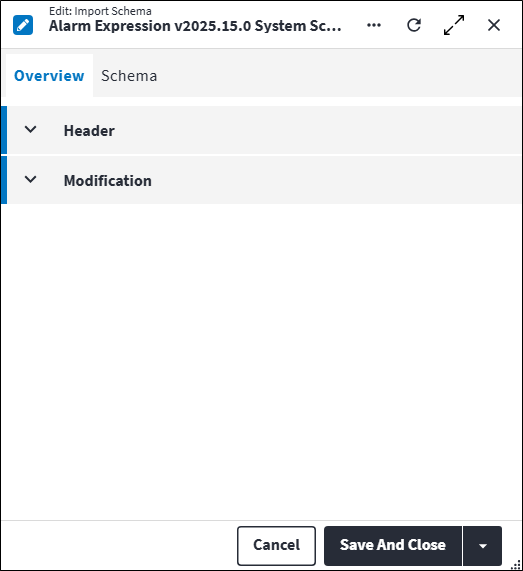 Import Schema Screen